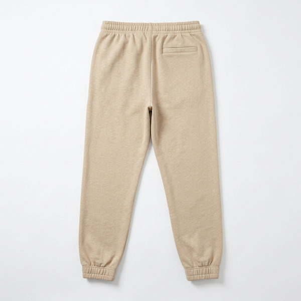 Beige joggers back flat-lay