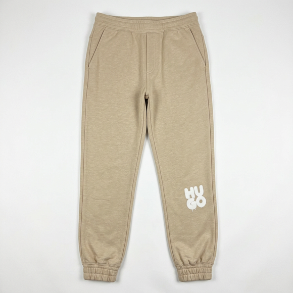 Beige joggers front flat-lay