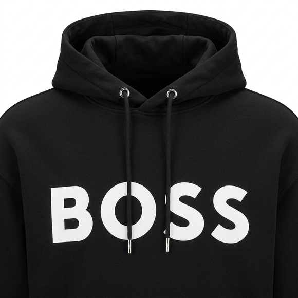Black BOSS hoodie close-up