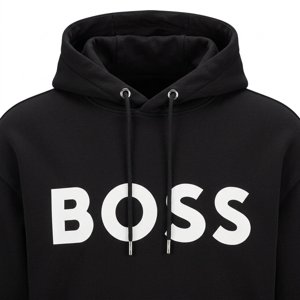 Black BOSS hoodie close-up