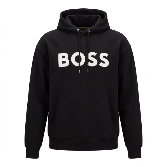 Black BOSS hoodie ghost-mannequin front