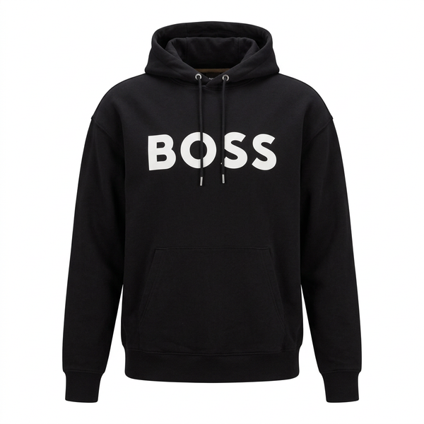 Black BOSS hoodie ghost-mannequin front