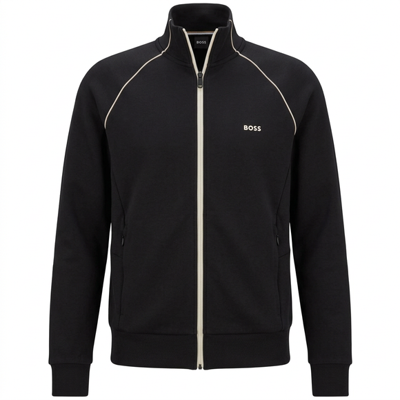 Black BOSS track jacket ghost-mannequin front