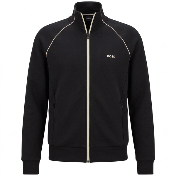 Black BOSS track jacket ghost-mannequin front