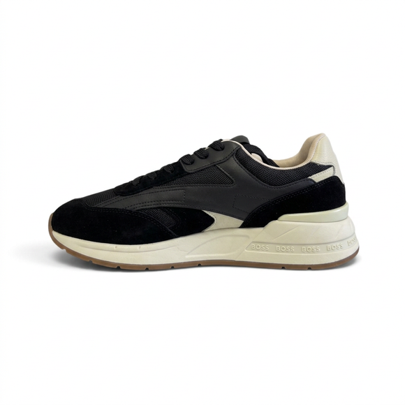Black BOSS trainer inner side