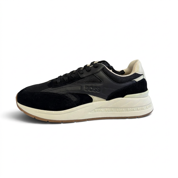 Black BOSS trainer main side view