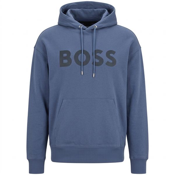 Blue BOSS hoodie ghost-mannequin front