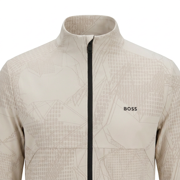 BOSS jacket close-up zipped fully to the top