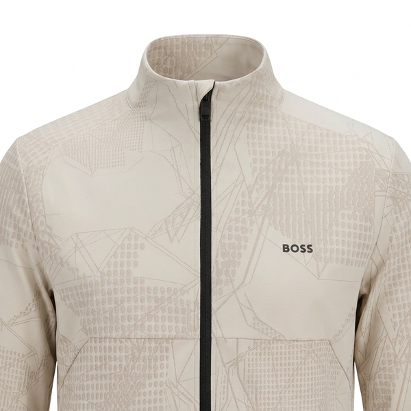 BOSS jacket close-up zipped fully to the top