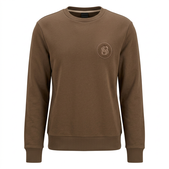 Brown sweatshirt ghost-mannequin front