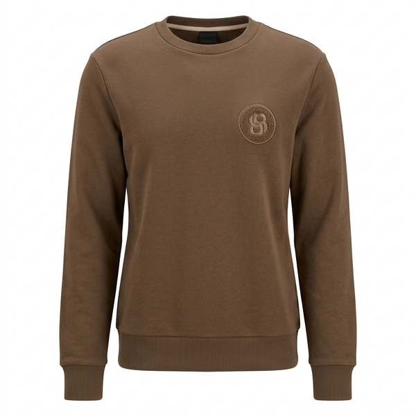 Brown sweatshirt ghost-mannequin front