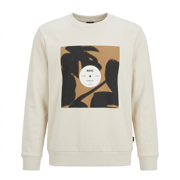 Cream BOSS sweatshirt front flat-lay