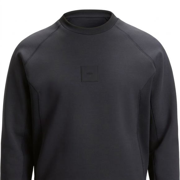 Dark sweatshirt chest close-up