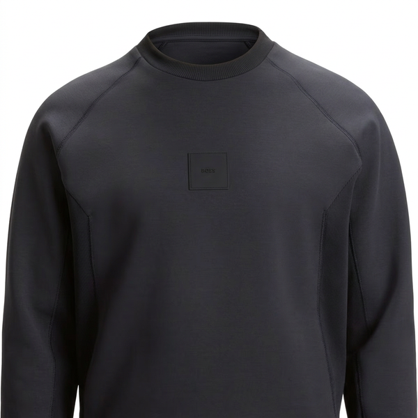 Dark sweatshirt chest close-up