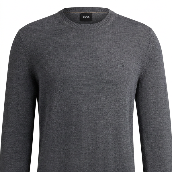 Grey BOSS sweater close-up