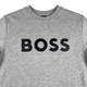 Grey BOSS sweatshirt chest close-up