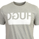 Grey T-shirt chest close-up