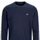Navy Lacoste sweatshirt chest and sleeve detail