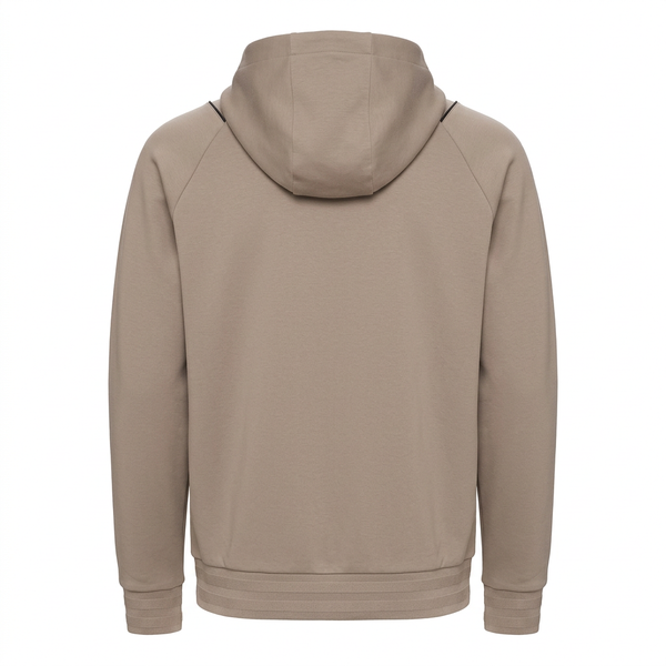 Taupe zip hoodie ghost-mannequin back