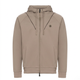 Taupe zip hoodie ghost-mannequin front