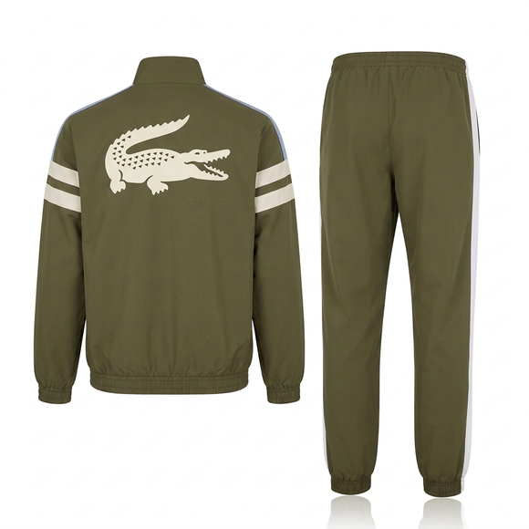 Tracksuit rear with pure white trouser stripes